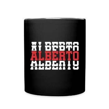 Alberto T-Shirt T-Shirt Geschenkidee gestapelter Text - Tasse einfarbig - Schwarz - Vorne