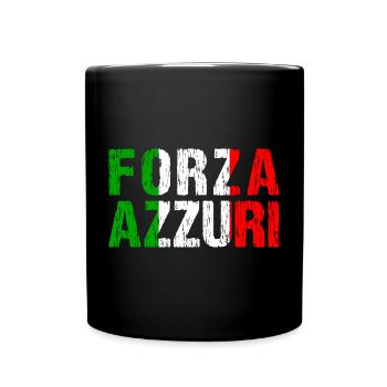 Forza Azzuri Forza Italia Fussball EM 24 Fanshirt - Tasse einfarbig - Schwarz - Vorne