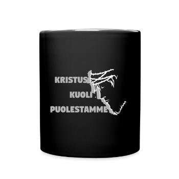 Christus ist für uns gestorben - Finnisch - Tasse einfarbig - Schwarz - Vorne