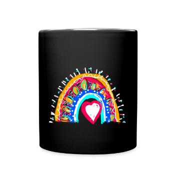 arc en ciel, coeur, étoiles, boho, coloré - Mug uni - noir - Devant