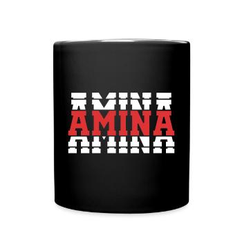 T-Shirt Amina T-Shirt Geschenkidee gestapelter Text - Tasse einfarbig - Schwarz - Vorne