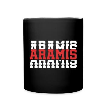 Aramis T-Shirt T-Shirt Geschenkidee gestapelter Text - Tasse einfarbig - Schwarz - Vorne