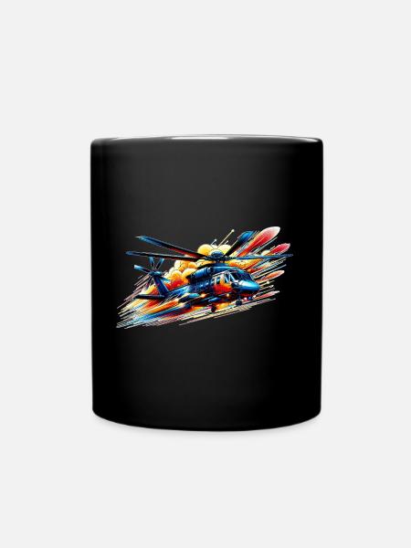 Helicopter - Farbsplash - Tasse einfarbig - Schwarz