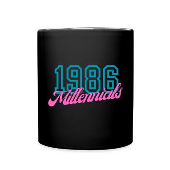 1986 Millennials Retro Numerisches Design - Tasse einfarbig - Schwarz - Vorne