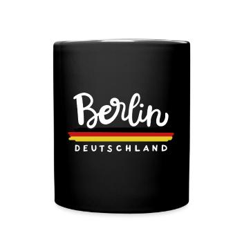 Berlin Deutschland Deutsche Flagge - Tasse einfarbig - Schwarz - Vorne