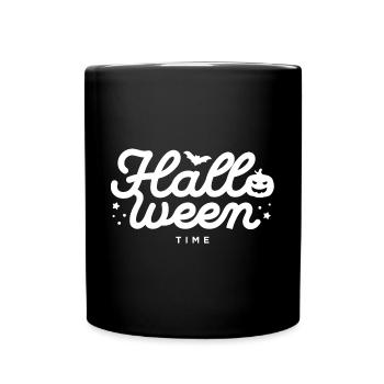Festive Halloween Bat and Pumpkin Design - Full Colour Mug - black - Front