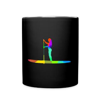 Stand up paddle Planche arc-en-ciel couleurs polygone - Mug uni - noir - Devant