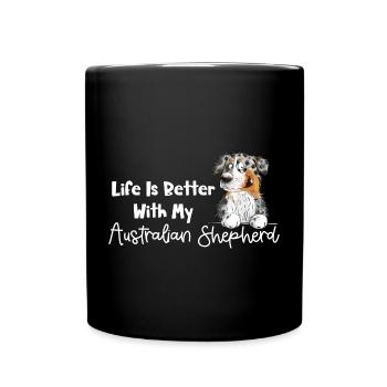 Drôle de berger australien bleu merle - Mug uni - noir - Devant