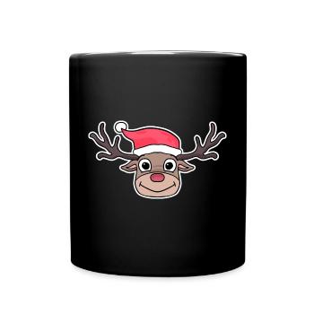 Renne cerf Chapeau de Noël Mignon - Mug uni - noir - Devant