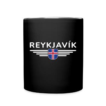 T-shirt Reykjavík – La ville des aurores boréales - Mug uni - noir - Devant