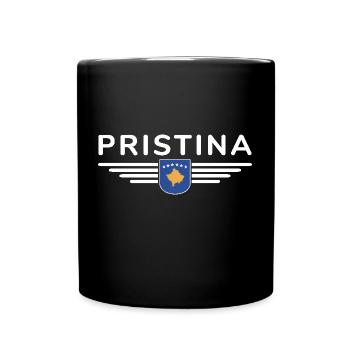 Pristina Kosovo Fan T-Shirt Design - Tasse einfarbig - Schwarz - Vorne