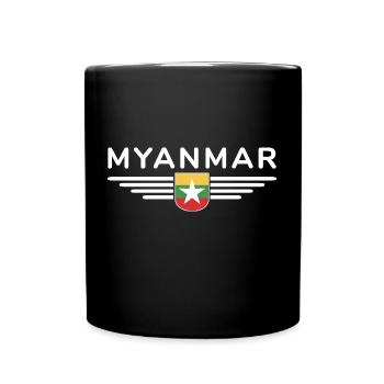 Myanmar T-Shirt – Ein Hauch von Tradition - Tasse einfarbig - Schwarz - Vorne