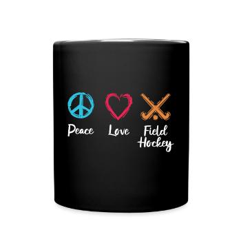 Peace Love Hockey sur gazon - Mug uni - noir - Devant