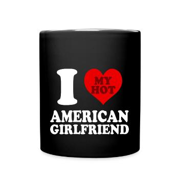 J’aime ma petite amie américaine chaude coeur drôle - Mug uni - noir - Devant