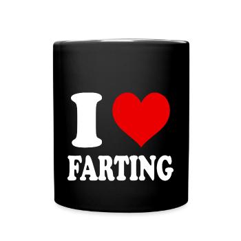 Ich liebe es zu furzen furzen furzen furzen herz lustig - Tasse einfarbig - Schwarz - Vorne