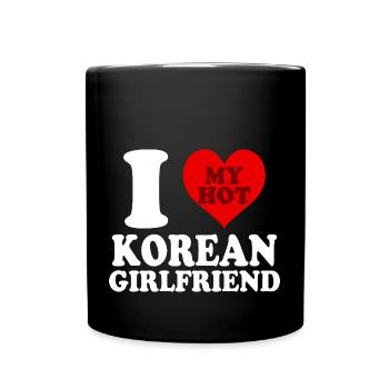 Ich liebe meine koreanische Freundin Lustiges Herz - Tasse einfarbig - Schwarz - Vorne