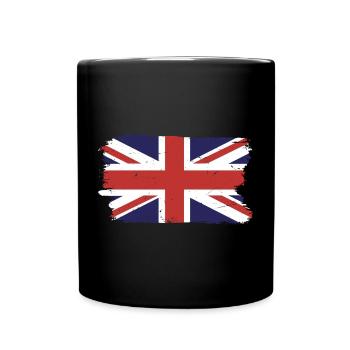 Brushed Union Jack Flag Print - Full Colour Mug - black - Front