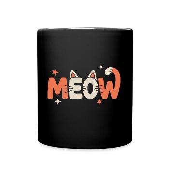 Meow – niedliche stilisierte Katze - Tasse einfarbig - Schwarz - Vorne