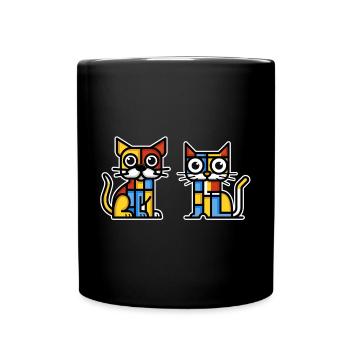 Illustration cubiste d’un chat et d’un chien - Mug uni - noir - Devant