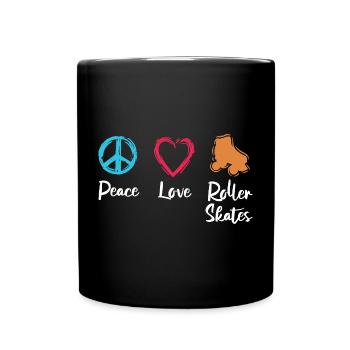 Frieden Liebe Rollerskates - Tasse einfarbig - Schwarz - Vorne