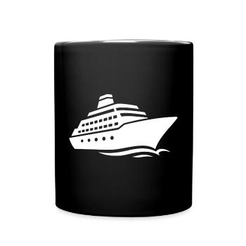 Minimalist Cruise Ship Silhouette Vacation - Full Colour Mug - black - Front