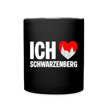 Schwarzenberg Ich liebe meine Stadt - Tasse einfarbig - Schwarz - Vorne