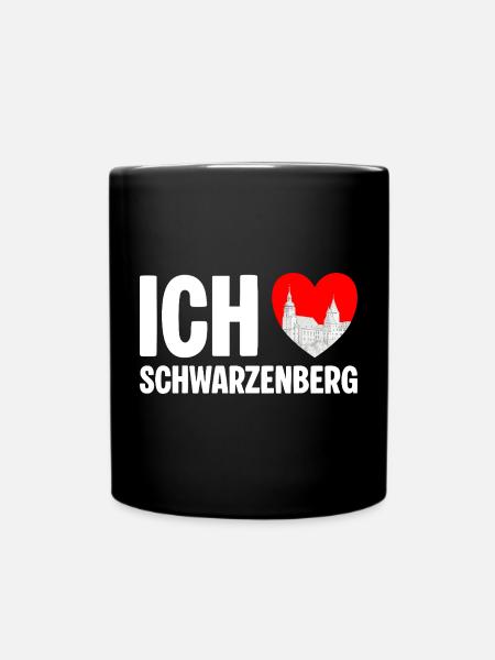 Schwarzenberg Ich liebe meine Stadt - Tasse einfarbig - Schwarz