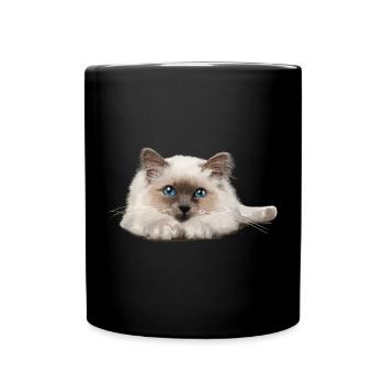 Chat aux yeux bleus au repos - Mug uni - noir - Devant