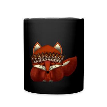 Fox with crown - Full Colour Mug - black - Front
