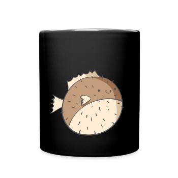 Kugelfisch - Tasse einfarbig - Schwarz - Vorne