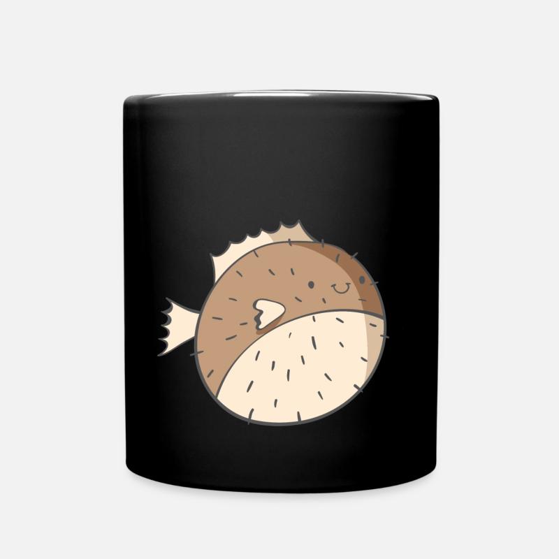 Kugelfisch - Tasse einfarbig - Schwarz