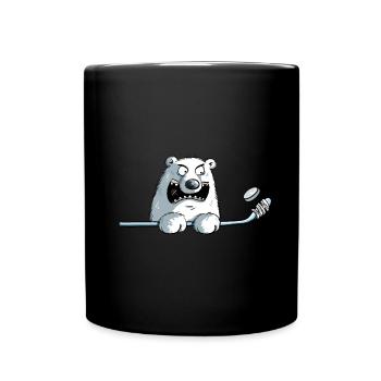 Ours polaire cool avec un bâton de hockey I Hockey - Mug uni - noir - Devant
