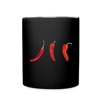 Hot Chili - drei Chilis - Tasse einfarbig - Schwarz - Vorne