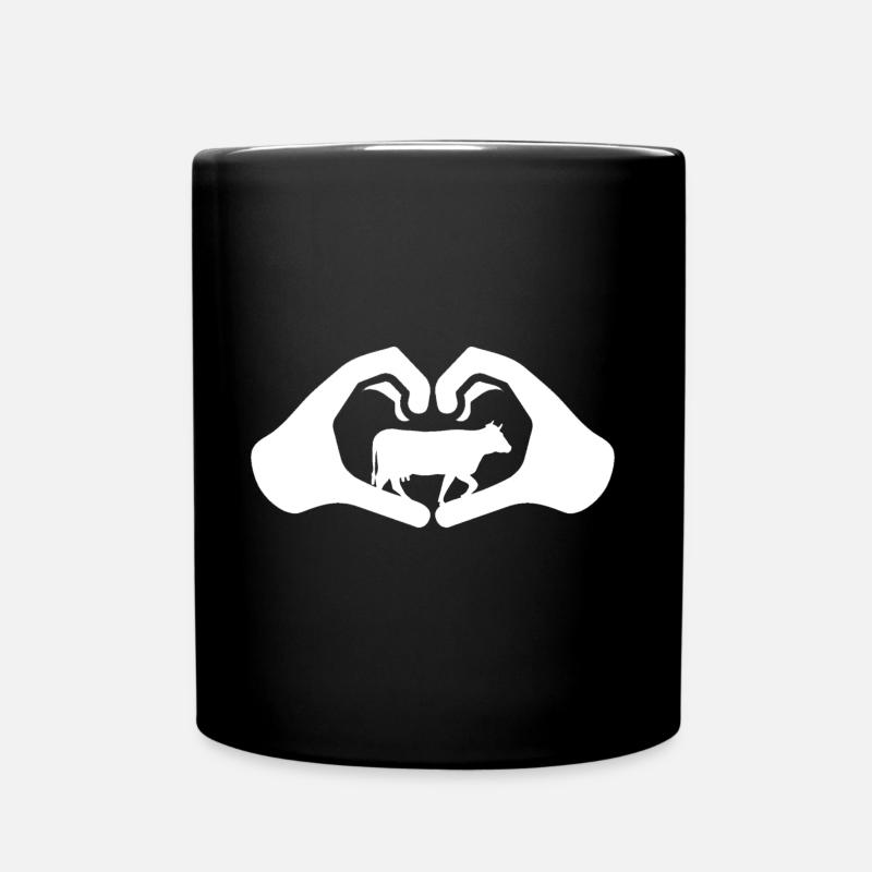 Kühe Herz Hände Geschenkidee Weiß - Tasse einfarbig - Schwarz