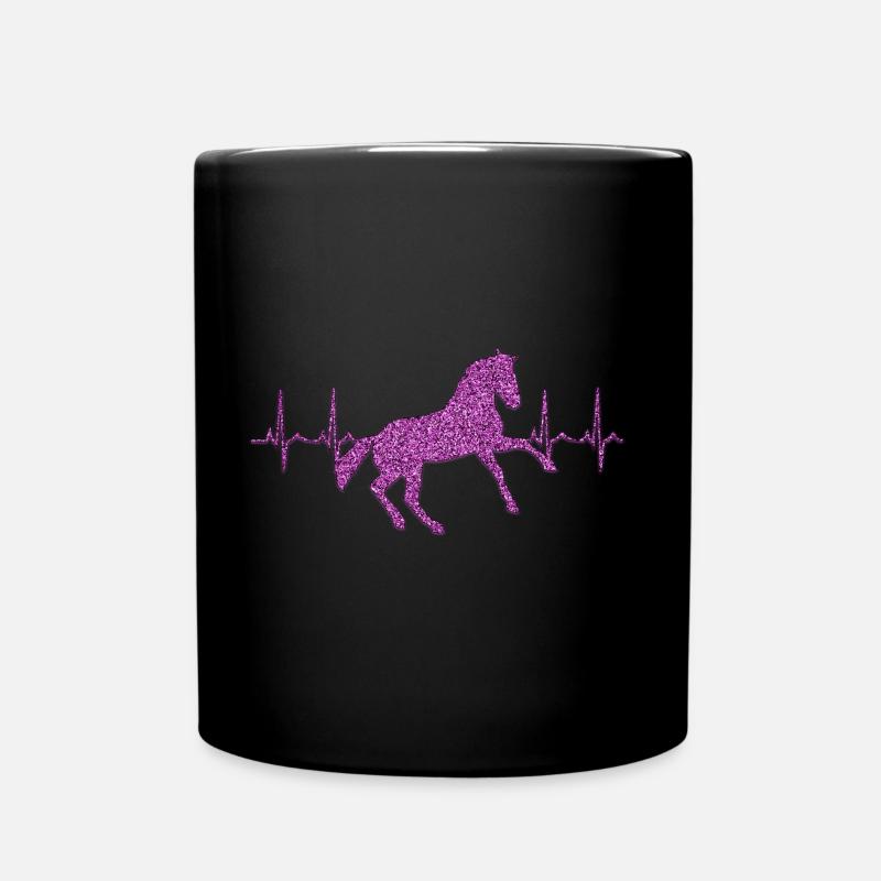 Herzschlag Pferd Glitzer Geschenk Geschenkidee - Tasse einfarbig - Schwarz