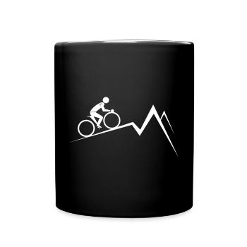 Mountainbike Minimal Berg Linie - Tasse einfarbig - Schwarz - Vorne