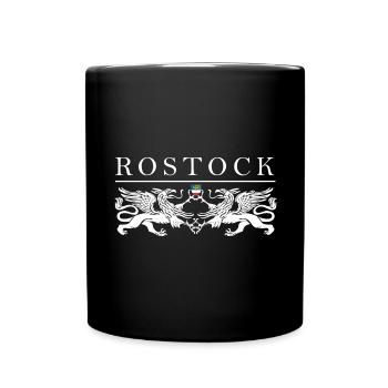 Rostock Greif Doppel - Tasse einfarbig - Schwarz - Vorne