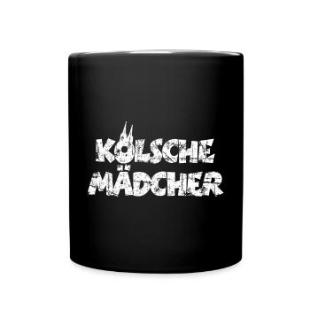 Kölsche Mädcher (Vintage/Weiß) Mädchen aus Köln - Tasse einfarbig - Schwarz - Vorne