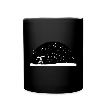 Teleskop und Sternenhimmel, Astronomie - Tasse einfarbig - Schwarz - Vorne