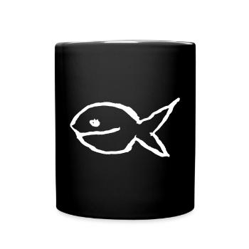 Fisch - Minimal Vektorgrafik - Tasse einfarbig - Schwarz - Vorne