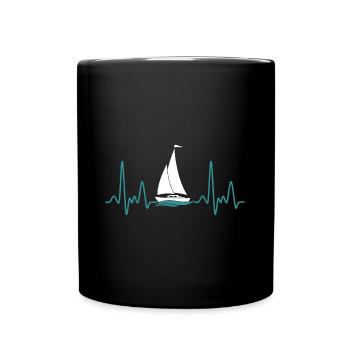 Heartbeat Sailing Sailboat Sailboat - Full Colour Mug - black - Front