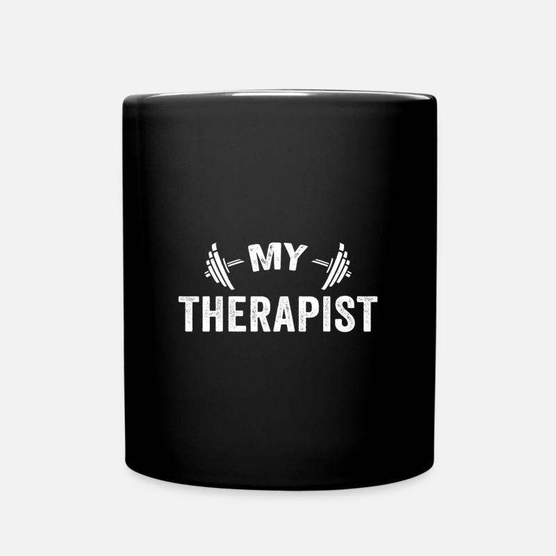 My therapist barbell gym - Mug uni - noir