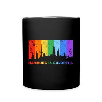 Hamburg is colorful Regenbogen LGBT CSD Gay Pride - Tasse einfarbig - Schwarz - Vorne