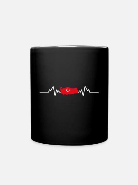 Turquie battement de coeur, j'aime la turquie - Mug uni - noir