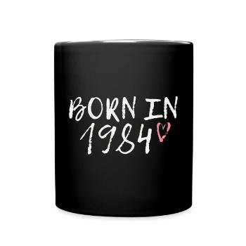 Né en 1984 écriture cœur - Mug uni - noir - Devant