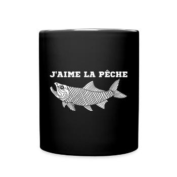 J'aime la pêche - Mug uni - noir - Devant