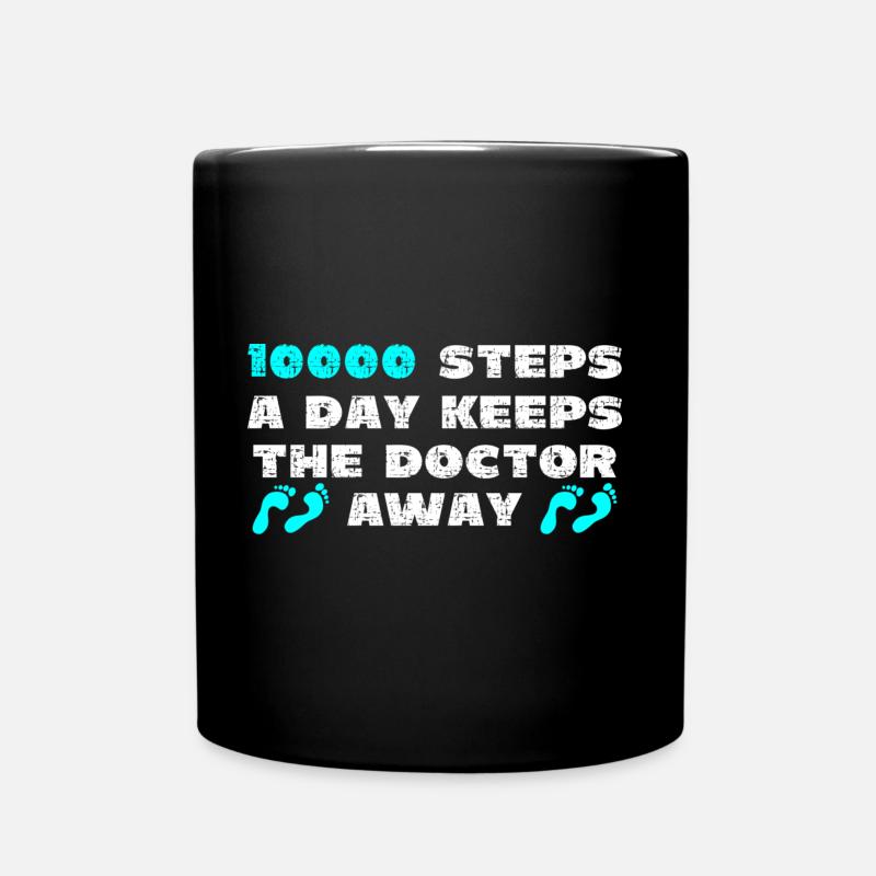10000 Schritte pro Tag - Tasse einfarbig - Schwarz