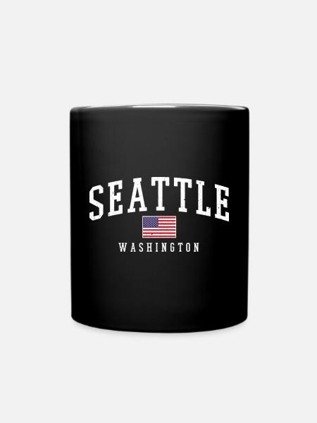 Seattle Flag & Skyline Vintage - Tasse einfarbig - Schwarz