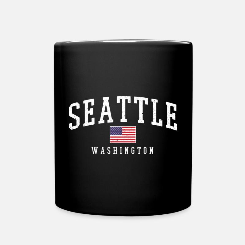 Seattle Flag & Skyline Vintage - Tasse einfarbig - Schwarz