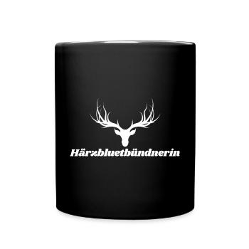 Härzbluetbündnerin Bündnerin Graubünden - Tasse einfarbig - Schwarz - Vorne